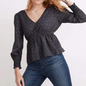 NWT Madewell Tie-Back Peplum Top in Campden Daisies. - size XS
